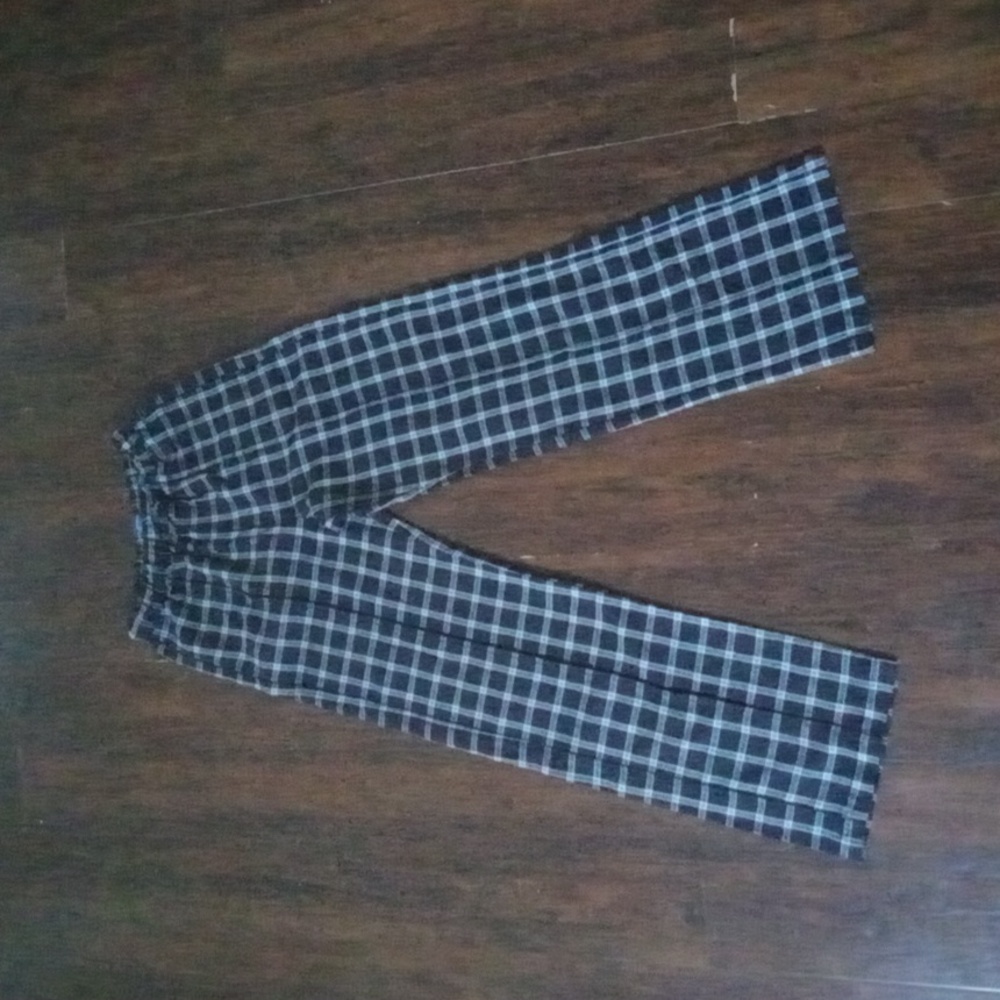 Arizona Jean Company Black Plaid Pleated Pull-On Wide-Leg Pants Size Small